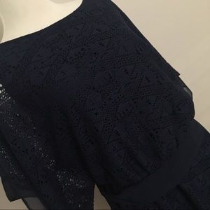 AB Studio Navy Blue crotchet mini dress XL NWT